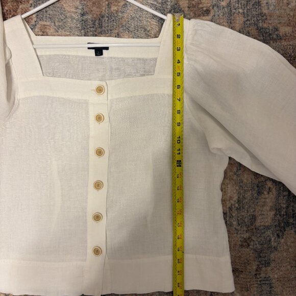 J. Crew #BG249 Women's Linen Square-Neck Button-Front Shirt Top Blouse L White - Picture 8 of 9